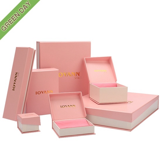 Custom Logo Cardboard Pink Jewelry set Boxes