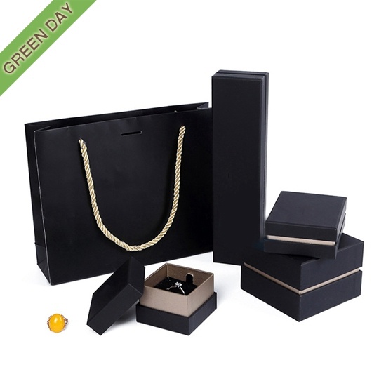 Custom Simple Black Paper Jewelry Set Box