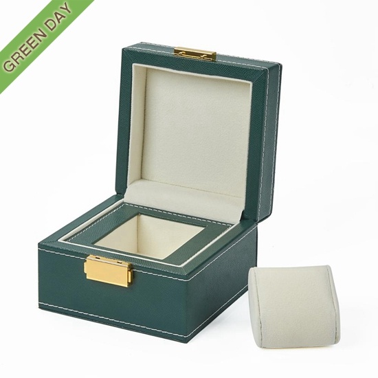 Custom Luxury Green Leather Watch Box with Lock