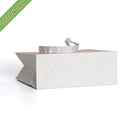 Custom Luxury Gift Shopping Kraft Paper Bag With Ribbon Handle