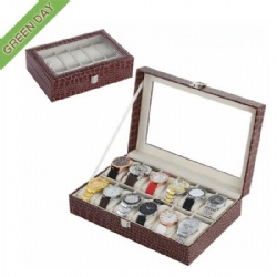 12 slots watch case in stock crocodile leather