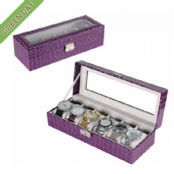 In Stock 6 slots watch case croco leather