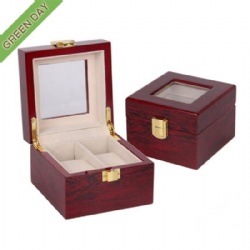 In Stcok 2 slots wood watch case shiny lacquer
