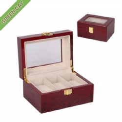 In Stcok 3 slots wood watch case shiny lacquer