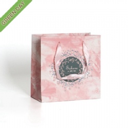 Custom Logo Printed Pink Marble Luxury Gift Paper Bag