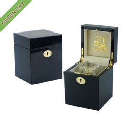 Custom Black Lacquer Finish Luxury Wooden Perfume Box with Lock