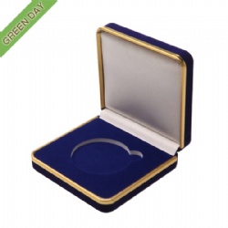 Wholesale Custom Good Quality Flocking Velvet Coin Box with Gold Trim