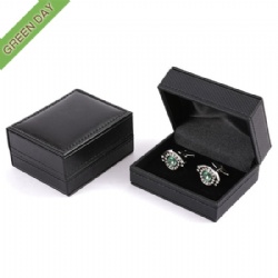 Custom Logo High-end Black PU Leather Cufflink Gift Box