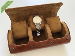 3 slots leather watch travel case