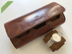 3 slots leather watch travel case
