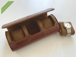 3 slots leather watch travel case